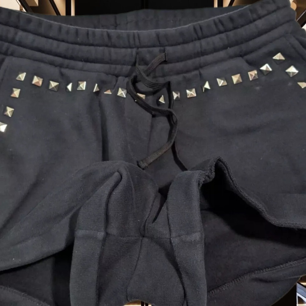 The Kooples Sport Fleece Studded Shorts Black Women's FR Size 2 (US Medium) - Picture 3 of 7